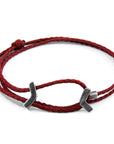 Burgundy Red William Silver and Rope SKINNY Bracelet