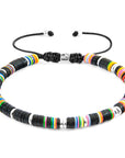 Black Kivu Silver and Vinyl Disc Macrame Bracelet