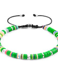 Green Kivu Silver and Vinyl Disc Macrame Bracelet