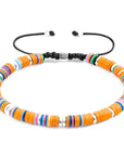 Orange Kivu Silver and Vinyl Disc Macrame Bracelet