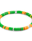 Green Malawi Silver and Vinyl Disc Bracelet