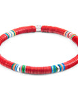 Red Nakuru Silver and Vinyl Disc Bracelet