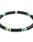 Black Nakuru Silver and Vinyl Disc Bracelet
