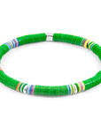 Green Nakuru Silver and Vinyl Disc Bracelet
