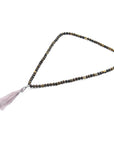 Brown Tigers Eye Luke Silver, Stone and Cotton Voile SKINNY Necklace x Wrap Bracelet