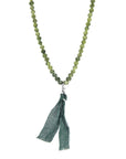 Green Jade Luke Silver, Stone and Cotton Voile SKINNY Necklace x Wrap Bracelet