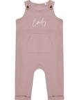 Organic Cotton Dungarees for Kids with Horn-Button Fastening, Kangaroo Pocket, and Rolled Leg Hems - Sustainable and Certified by Flossie & George at brixbailey.com