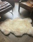 Premium champagne mix sheepskin rug, 100% natural free-range, luxury undyed fleece, soft silky fur, large size, best-selling rare breed by Wildash London at brixbailey.com