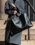 Large Black Leather Adele Handbag