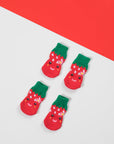 Luxury non-slip dog socks, cute paw protectors for clean dry paws, best-selling strawberry pet socks for hardwood floors by Body and I at brixbailey.com