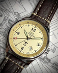 B-17 Tribute - Polished Finish, Beige Dial, Stainless Steel, Brown Leather Band with Stitching