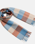 Natural Baby Alpaca Wool Check Midi Scarf for Women