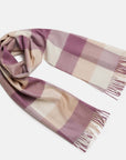 Natural Baby Alpaca Wool Check Midi Scarf for Women