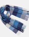 Natural Baby Alpaca Wool Check Midi Scarf for Women