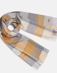Natural Baby Alpaca Wool Check Midi Scarf for Women