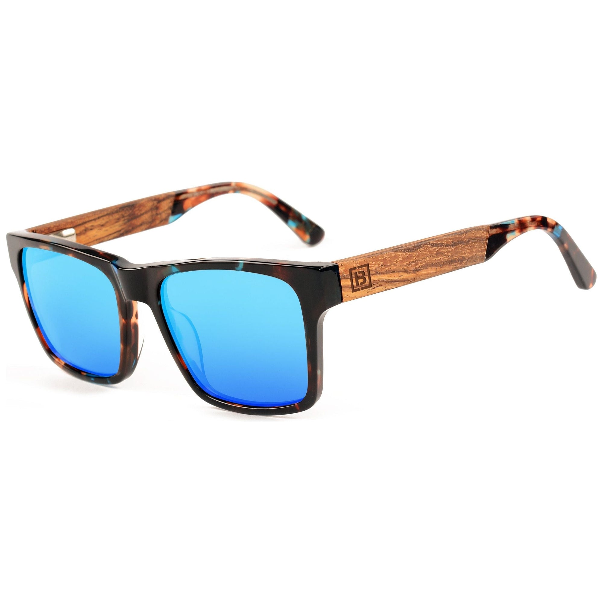 Cade flat top sunglasses by Brix Bailey in black acetate with wood temples at www.brixbailey.com