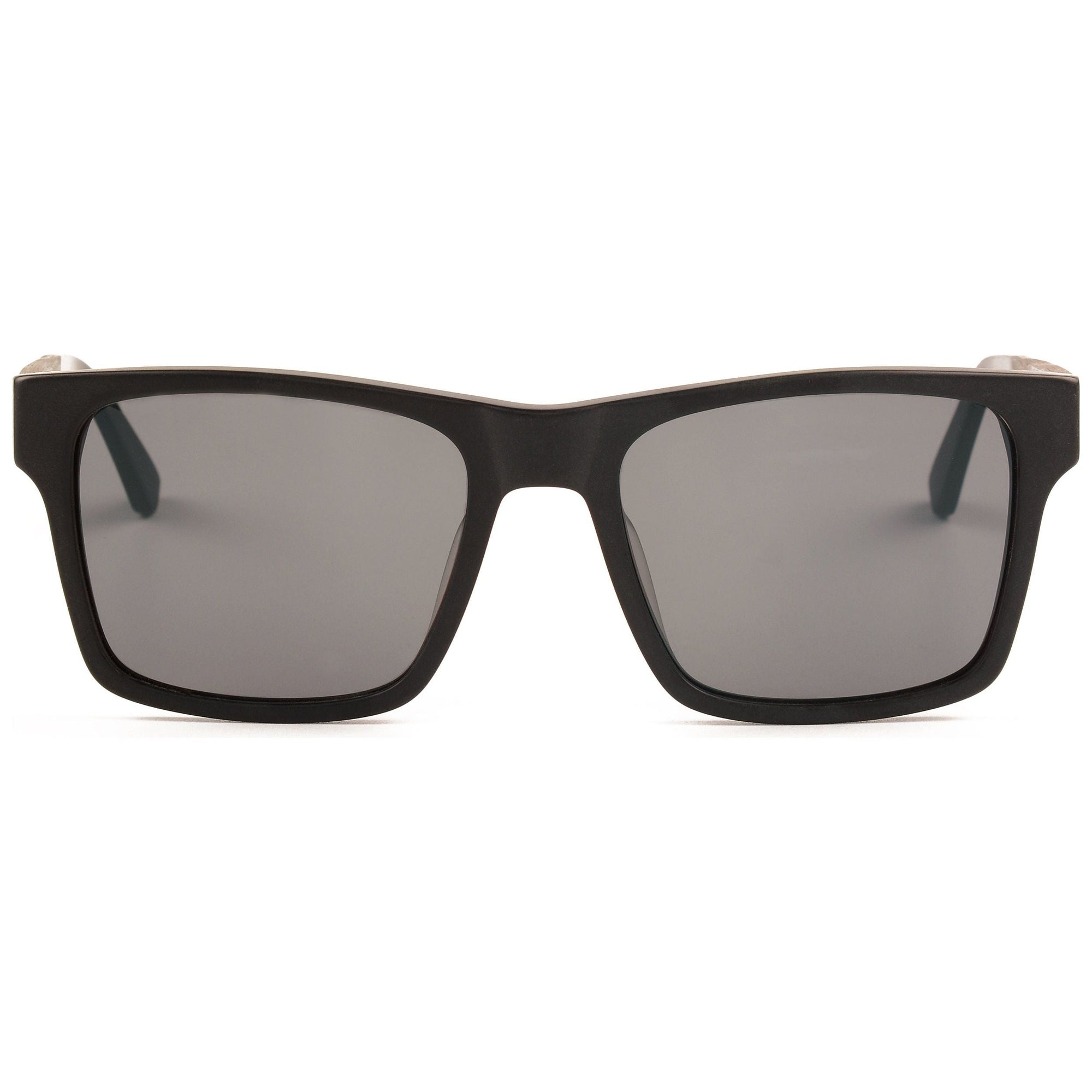 Cade flat top sunglasses by Brix Bailey in black acetate with wood temples at www.brixbailey.com