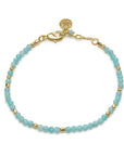 Milos Gemstone and Gold Bead Bracelet Amazonite