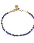Milos Gemstone and Gold Bead Bracelet Lapis