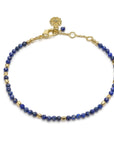 Lapis and Gold Bead Bracelet Adjustable