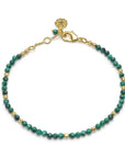 Milos Gemstone and Gold Bead Bracelet Malachite