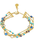 Hydra Multi-Strand Gold Chain and Gemstone Bracelet Iolite, Blue Topaz & Apatite