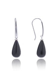 Hera Polished Stone Drop Earrings Silver Black Onyx