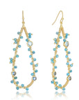 Hydra Large Teardrop Wire-Wrapped Gemstone Earrings Iolite, Blue Topaz & Apatite
