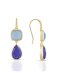 Charis Double Gemstone Earrings Blue Chalcedony & Blue Jade
