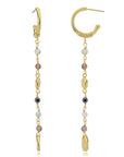 Sofia Small Hoop Nugget Earrings Labradorite, Black Onyx & Smoky Quartz
