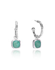 Tetra Square Gemstone Charm Hoops Silver Amazonite