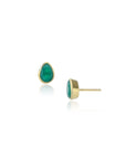 Green Onyx Gemstone Stud Earrings in Gold