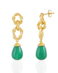Moirai Double Twisted Loops Earrings Green Onyx