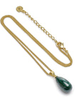 Polished Malachite Stone Pendant Necklace in Gold