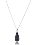 Hera Polished Stone Pendant Necklace Silver Black Onyx