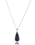 Polished Black Onyx Stone Pendant Necklace in Sterling Silver