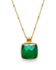Large Square Green Onyx Pendant in Gold