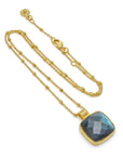 Large Square Labradorite Pendant in Gold