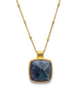 Large Square Labradorite Pendant in Gold