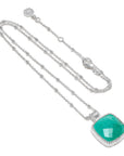 Tetra Large Square Gemstone Pendant: Silver Amazonite