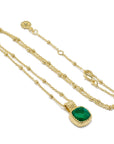 Green Onyx Square Pendant in Gold