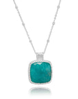 Tetra Large Square Gemstone Pendant: Silver Amazonite