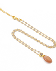Persephone Double Gemstone Beaded Chain Necklace in Peach Moonstone and Labradorite