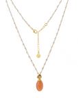 Persephone Double Gemstone Beaded Chain Necklace in Peach Moonstone and Labradorite