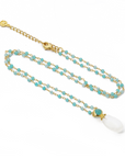 Persephone Double Gemstone Beaded Chain Necklace in Moonstone and Amazonite