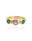 Iris Three Gemstones Ring Green Onyx & Amethyst