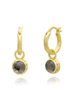 Apollo Gold Hoop & Gemstone Charm Earrings Pyrite with Tanzanite