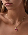 Apollo Reversible Doublet Gemstone Pendant: Mother of Pearl with Pink crystal