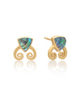 Trillion Doublet and Scroll Studs: Abalone with Crystal