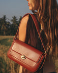 Isla Bio Micro-fibril Leather Bag - Vintage Gold Hardware & Adjustable Straps | Sook 2024 Collection by Sook Stainable at brixbailey.com